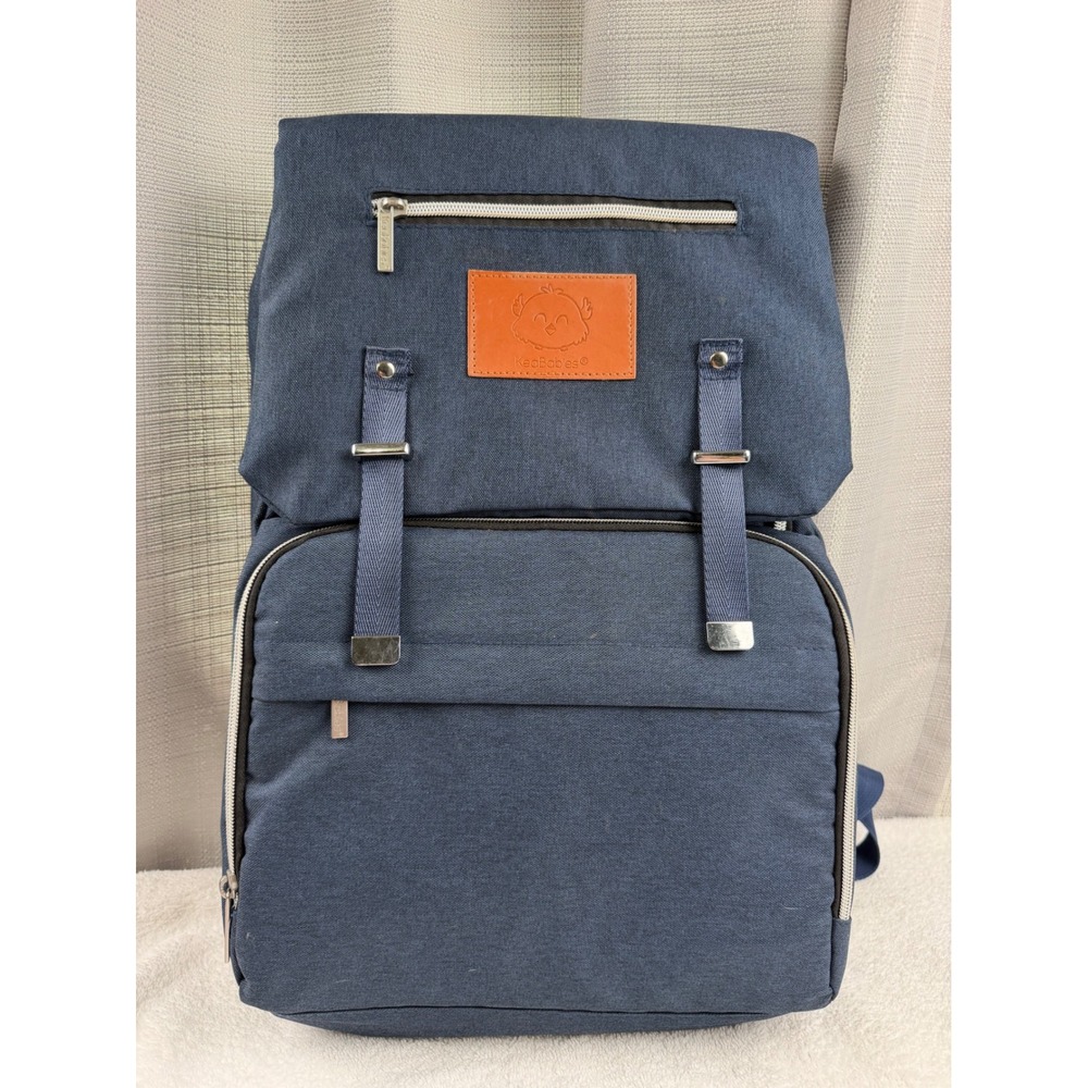 KeaBabies Original Diaper Bag Backpack Navy Blue Canvas with Changing Pad new